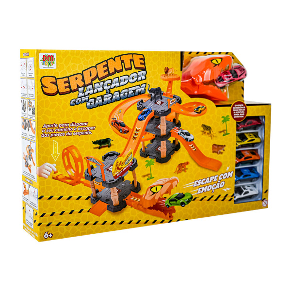 Serpente Lançador com Garagem e 6 Carrinhos
